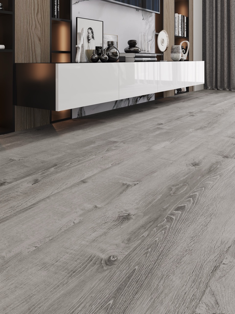 Кварцвиниловый SPC ламинат Cronafloor Nano Дуб Лондон ZH-81133-2 1200×180×3,5 фото в интерьере